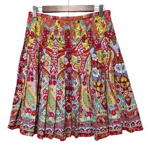 Jones Wear Jeans Womens Sz 4 Multicolor Floral Paisley Pleated Cotton Mini Skirt